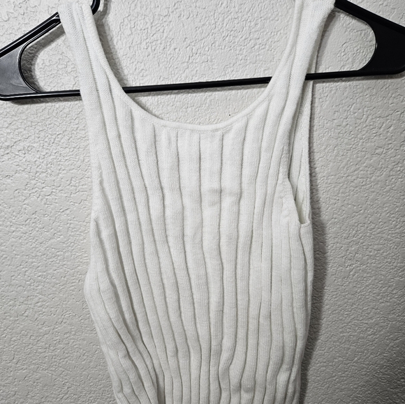 LOFT White Ribbed Button-Down Tank Top - Picture 4 of 4